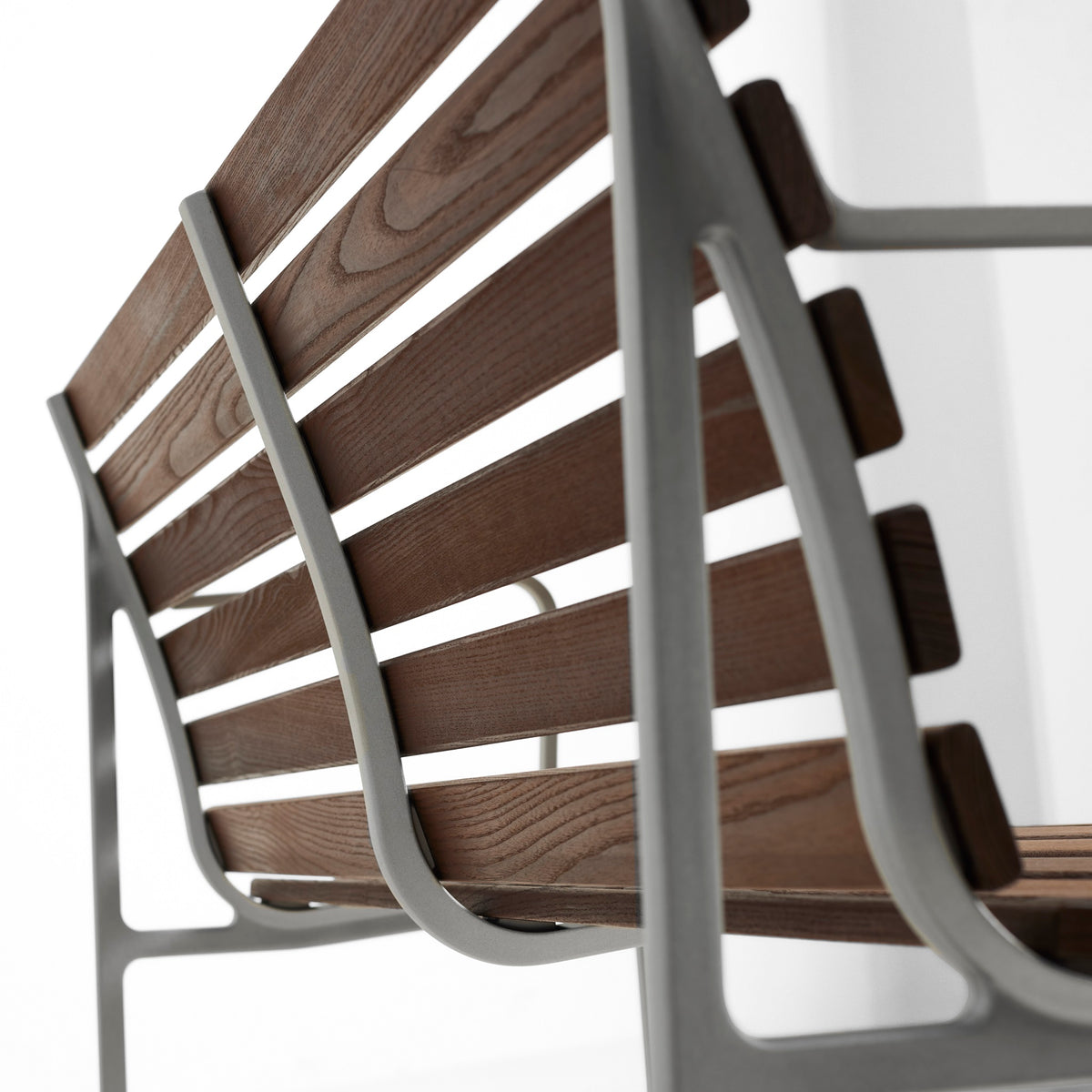 HAY Traverse Dining Bench Outdoor Bank mit Armlehne Esche geölt / Aluminium