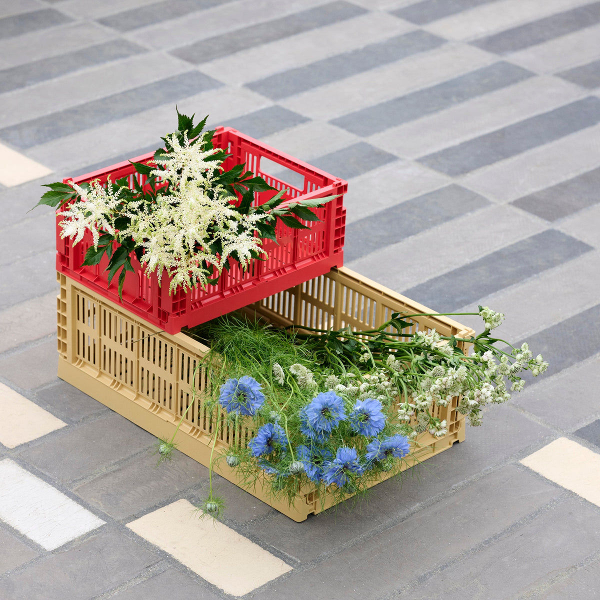 HAY Color Crate Korb Klapp-Box S small Kunststoff recycelt dusty blue blau