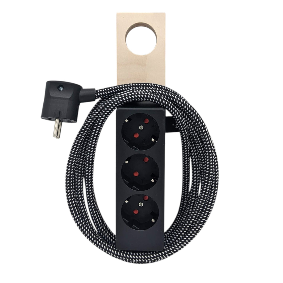 Njustudio Stromer Mini magnetische Steckerleiste schwarz mit Textilkabel