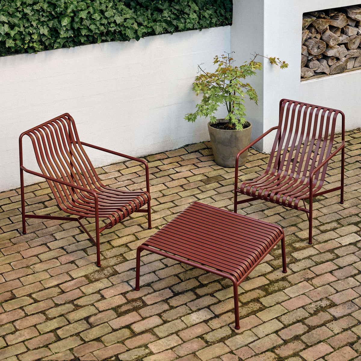HAY Palissade Low Table Outdoor-Tisch niedrig Stahl 86 x 81 x H 38 cm