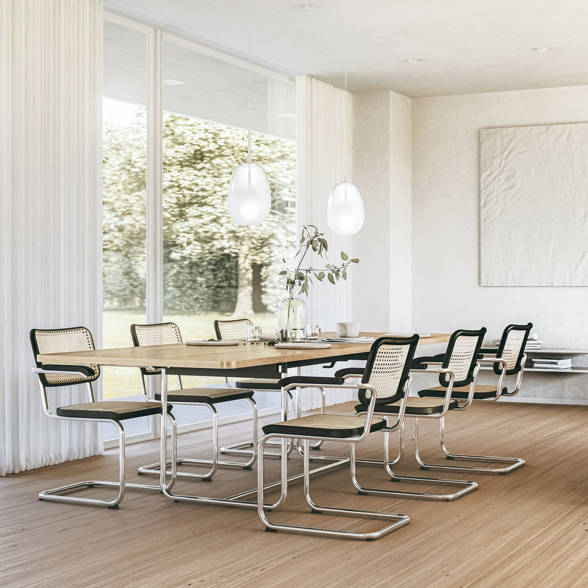 Thonet S 64 V Freischwinger Stuhl mit Armlehnen Sitz & Rücken Rohrgeflecht