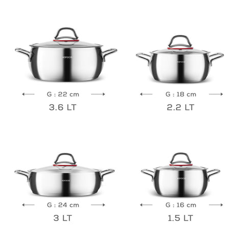Karaca Emirgan Induction Steel Cookware Set, 8 Piece