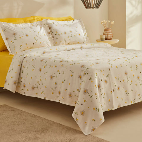 Karaca Home Emma 100% Katoenen Dubbel Bedsprei Set Geel