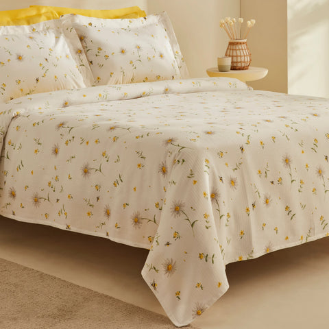 Karaca Home Emma 100% Katoenen Dubbel Bedsprei Set Geel