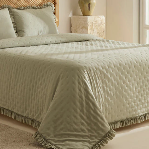Fiona Sprei Set Saliegroen 230x240 cm + 2 (50x70 cm)
