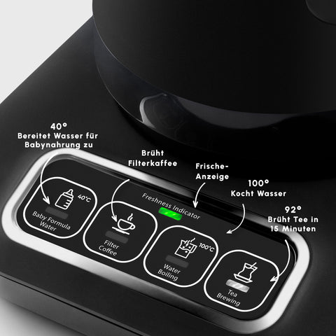Karaca Caysever Robotea Pro 4 in 1, automatische theezetter, waterkooker en filterkoffiezetter met spraakfunctie, 2500 W, chroom