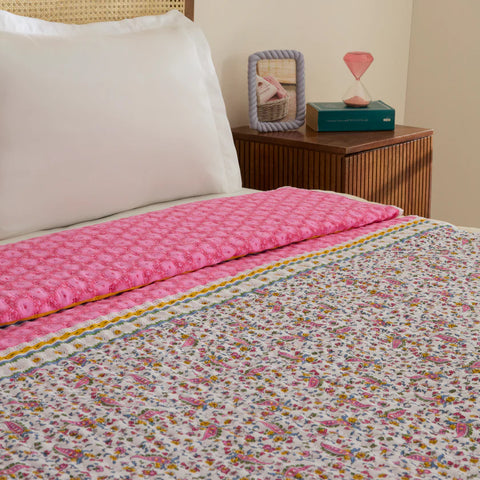 Sarah Anderson Chilena Double Bed Pink Bedspread  
