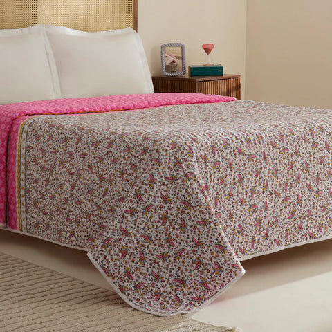 Sarah Anderson Chilena Double Bed Pink Bedspread  