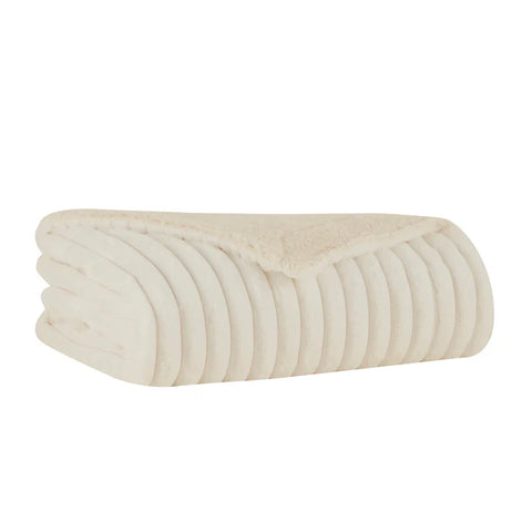 Karaca Stripe Sherpa Witte Deken 130x150