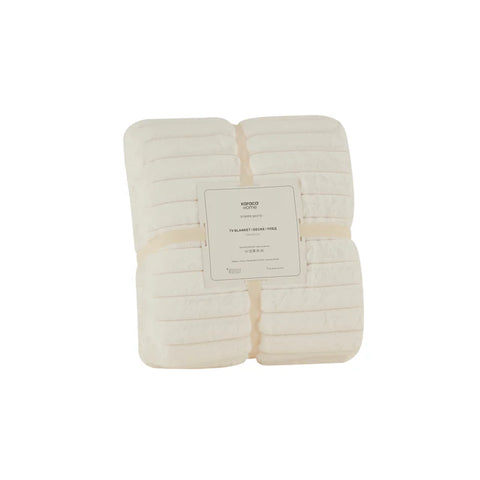 Karaca Stripe Sherpa Witte Deken 130x150