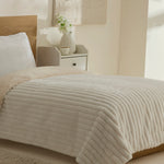 Karaca Stripe Sherpa Witte Deken 150x200