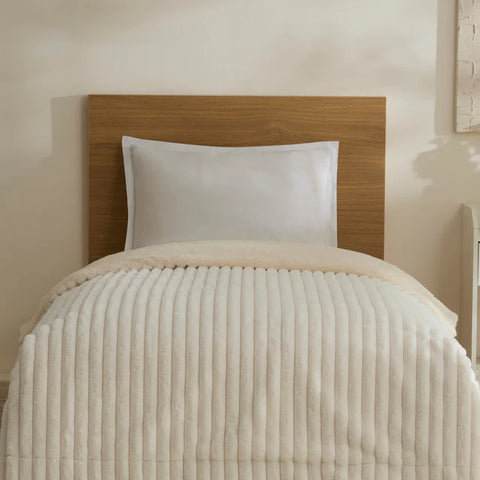 Karaca Stripe Sherpa Witte Deken 150x200