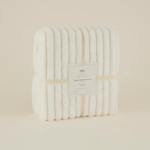 Karaca Stripe Sherpa Witte Deken 150x200