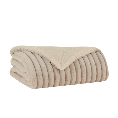 Karaca Stripe Sherpa Grijze Deken 130x150