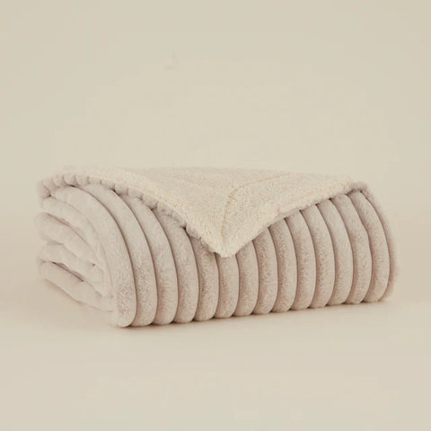 Karaca Stripe Sherpa Grijze Deken 130x150