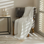 Karaca Leaves Witte Welsoft TV-deken 130x150