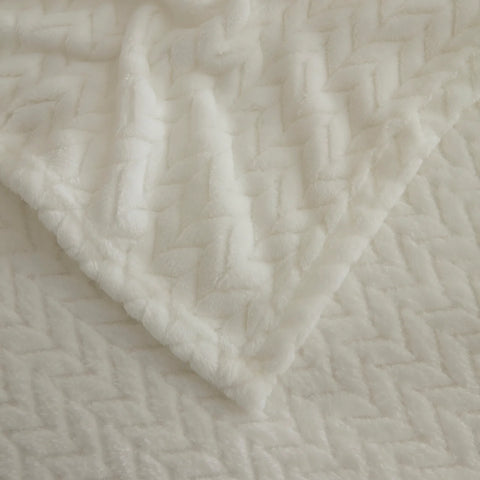 Karaca Leaves Witte Éénpersoonsdeken 150x200 cm