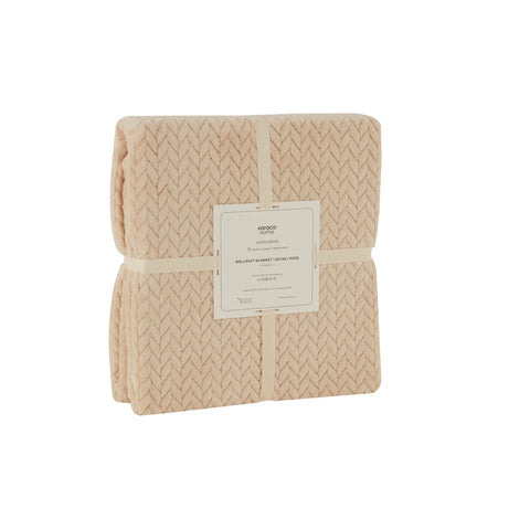 Karaca Leaves Ecru Double Bed Blanket 200x220  