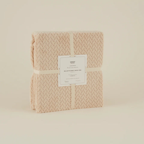 Karaca Leaves Ecru Double Bed Blanket 200x220  