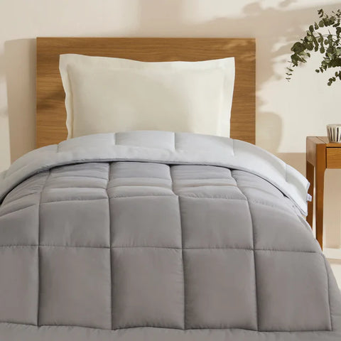 Karaca Home Double Face Dekbedovertrek, 155x220 cm, Antraciet-Grijs
