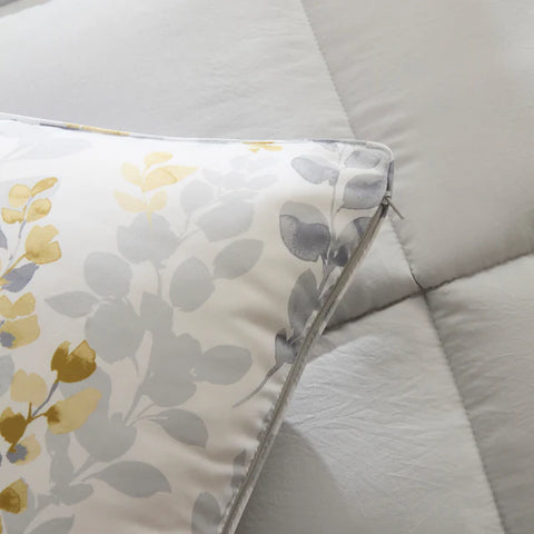 Karaca Leaf Grijs Tweepersoons Dekbedovertrekset 155x220+50x70