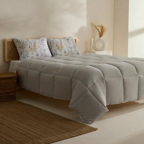 Karaca Leaf Grijs Tweepersoons Dekbedovertrekset 200x200+2x50x70