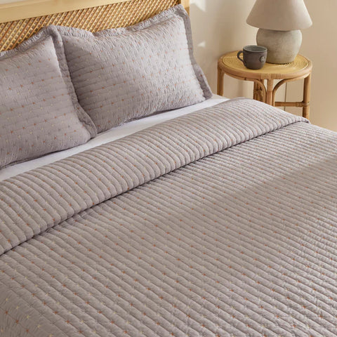 Margot Bedspread Set Grey 230x240cm + 2(50x70) cm