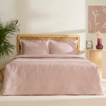 Leaf Bedspread Set Powder Pink 230x240 cm + 2 (50x70 cm)