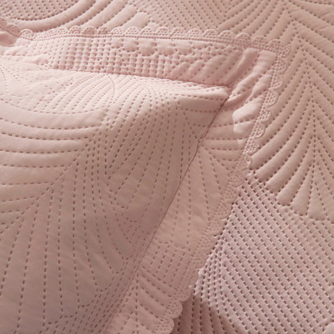 Leaf Bedspread Set Powder Pink 230x240 cm + 2 (50x70 cm)