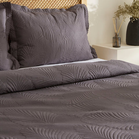 Leaf Sprei Set Antraciet 230x240 cm + 2 (50x70 cm)