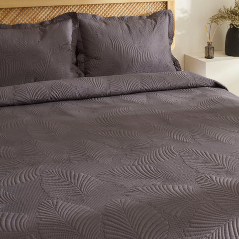 Leaf Sprei Set Antraciet 230x240 cm + 2 (50x70 cm)