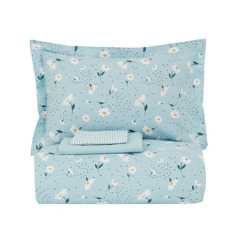 Karaca Daisy 100% Katoenen Dekbedovertrek Set voor Eenpersoonsbed, Mint