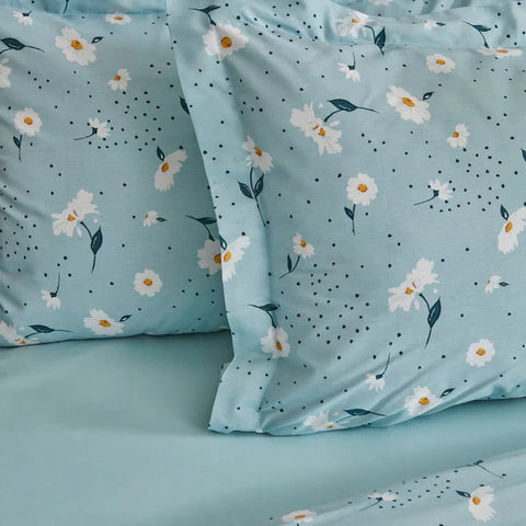 Karaca Daisy 100% Katoenen Dekbedovertrek Set voor Tweepersoonsbed, Mint