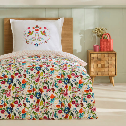 Karaca Parlin Ranforce Duvet Cover Set, Single, Fuchsia
