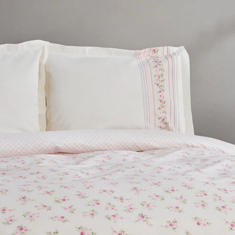 Karaca Glen, 100% Katoenen Dekbedovertrek Set, Tweepersoons, Roze