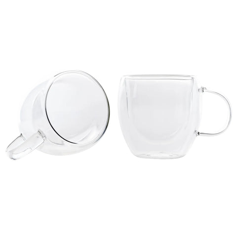 KARACA DBL. WALL BOROSILICATE GLASS CUP SET OF 2 150ML W/HND