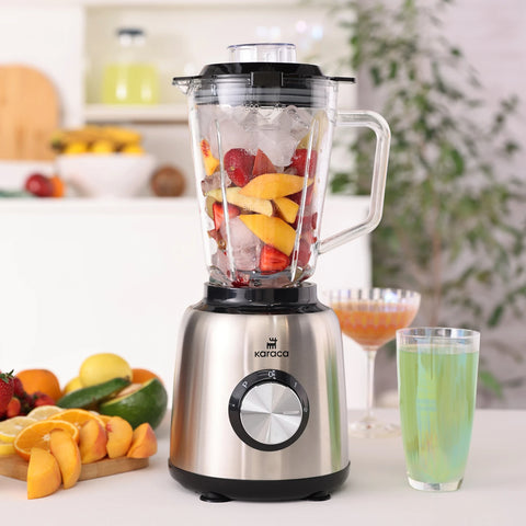 Karaca Inox 1,5 L Glazen Kan Inox Smoothie Blender