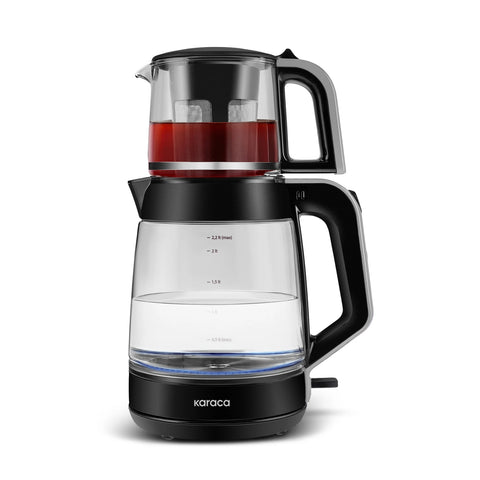 Karaca Glass Tea XL 2in1 Glazen Theemaker en Waterkoker Space Gray