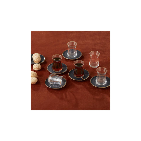 Karaca Retro antraciet theeservies voor 6 personen