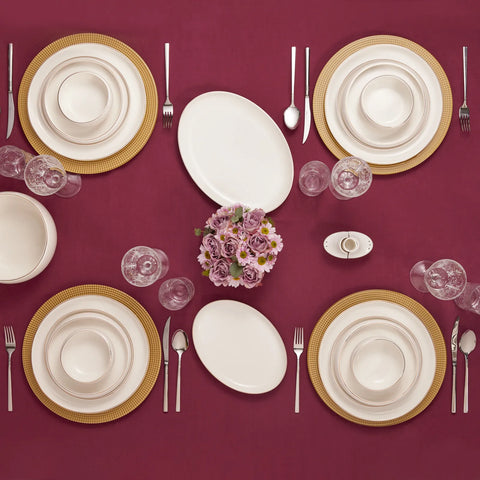 Karaca Red Carpet Collection Streamline Hole Gold - 59-delig porseleinen servies voor 12 personen
