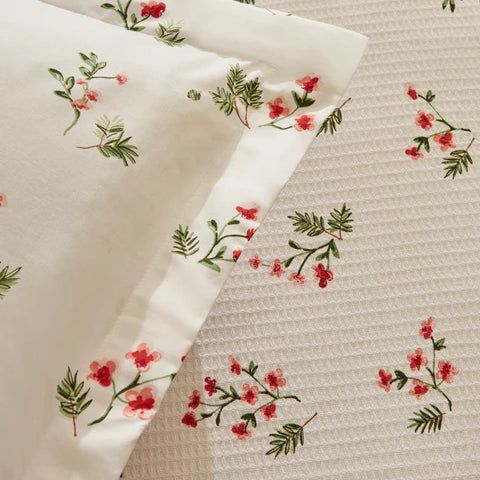 Karaca Home Silvie 100% Katoen Tweepersoonsbed Sprei Set Rood
