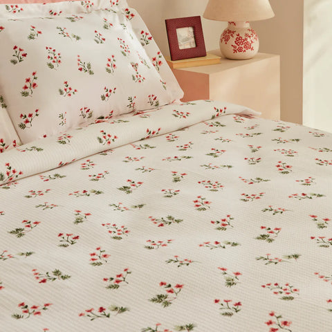 Karaca Silvie 100% Katoen Tweepersoons Bedsprei Set, Rood