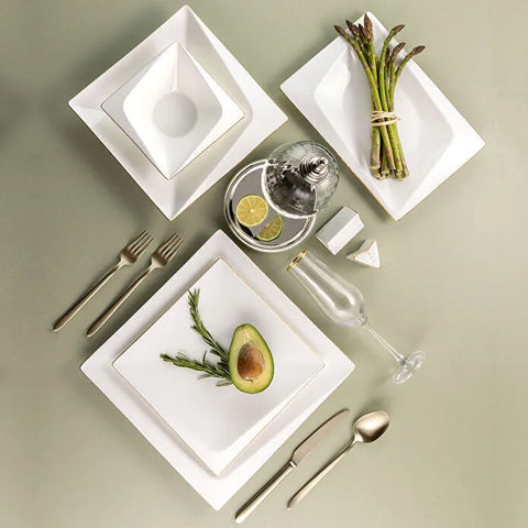 Jumbo Fold Gold 58-delig vierkant servies voor 12 personen