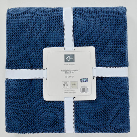 Karaca Home, dubbelzijdig gestikte plaid, 130x170 cm, Oeko-Tex gecertificeerd, donkerblauw
