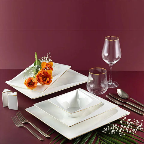 Jumbo Fold Gold 58-delig vierkant servies voor 12 personen