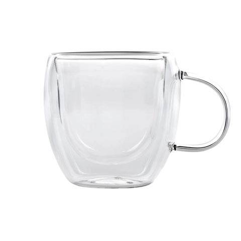 KARACA DBL. WALL BOROSILICATE GLASS CUP SET OF 2 150ML W/HND