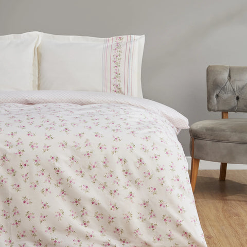 Karaca Home Glen pink 100% cotton single duvet cover set