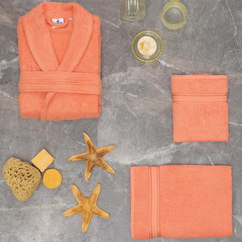Karaca Home Daily Soft Zalm Damesbadjas 100% Katoen S/M