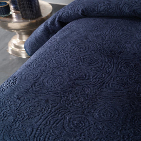 Karaca Home Scala Marineblauw Eenpersoons Embossed Deken