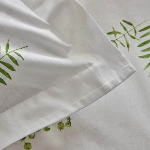 Karaca Home Herbal 100% Katoenen Tweepersoons Dekenhoes Set met Cadeau Wit